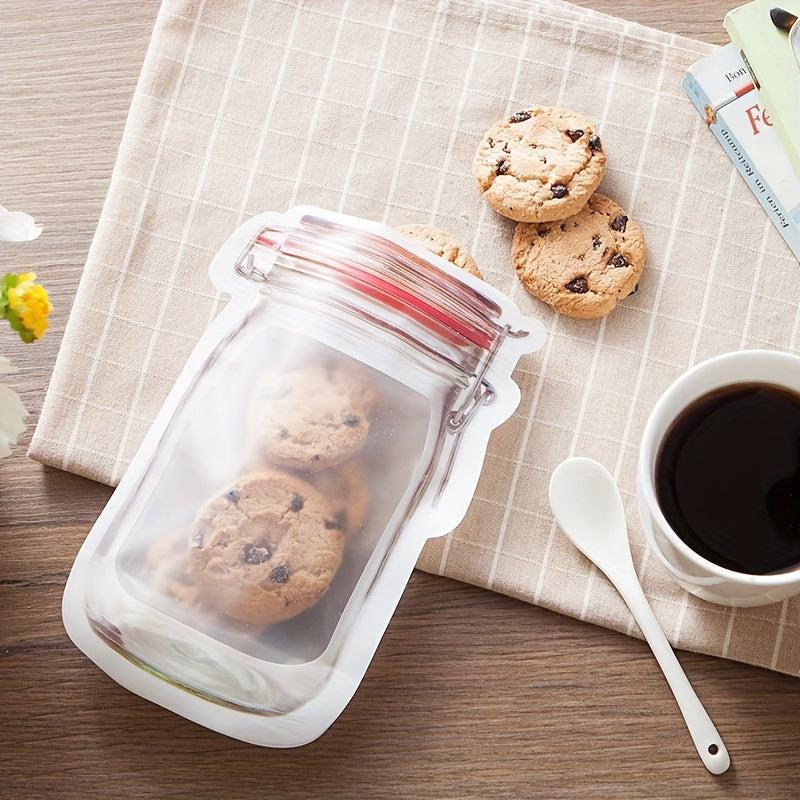 Mason Jar Shaped Ziplock Bags for Food Storage Snacks Leakproof Fresh