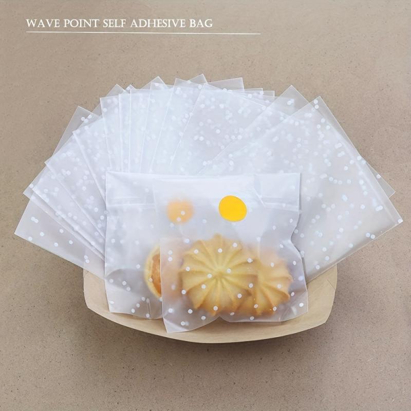 100pcs Self Adhesive Dot Opp Bags Christmas DIY Transparent Candy Gift Bag