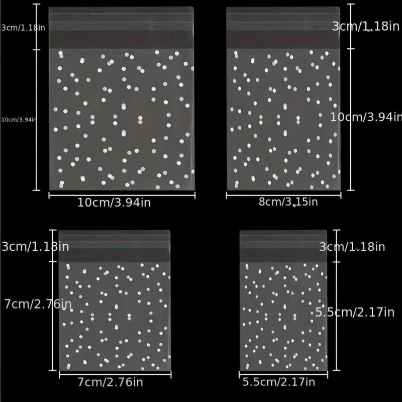 100pcs Self Adhesive Dot Opp Bags Christmas DIY Transparent Candy Gift Bag