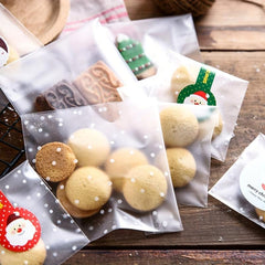 100pcs Self Adhesive Dot Opp Bags Christmas DIY Transparent Candy Gift Bag