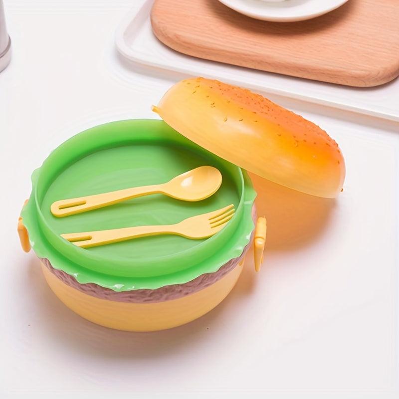 Double Layer Burger Lunch Box with Cutlery