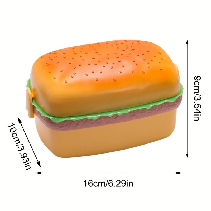 Double Layer Burger Lunch Box with Cutlery