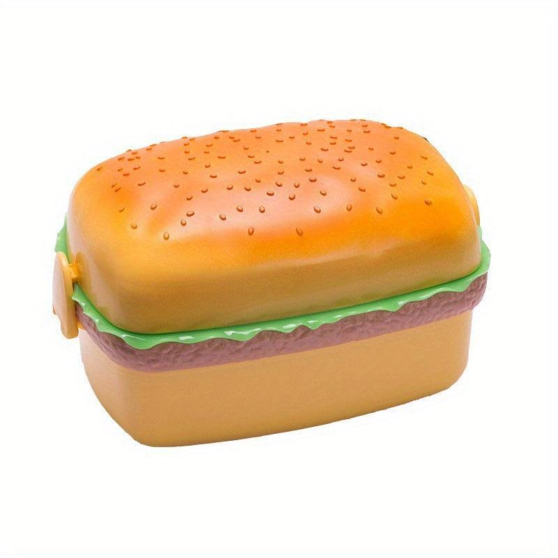 Double Layer Burger Lunch Box with Cutlery