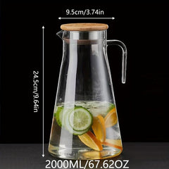 67oz Cold Drink Pitcher w/Lid, Handle - Homemade Beverage, Juice, Iced Tea, Milk