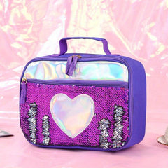 Sequin Insulated Lunch Bag Foil Lunch Box Office School Picnic Beach Waterproof
