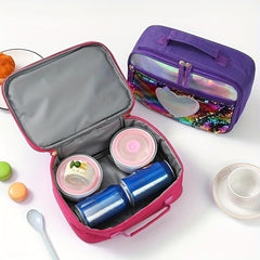 Sequin Insulated Lunch Bag Foil Lunch Box Office School Picnic Beach Waterproof
