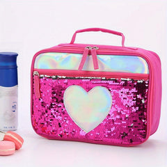 Sequin Insulated Lunch Bag Foil Lunch Box Office School Picnic Beach Waterproof