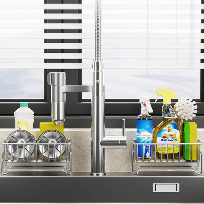 Sink Sponge Holder with Drip Tray Soap Dish Brush Holder Drying Tray