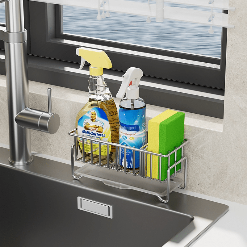 Sink Sponge Holder with Drip Tray Soap Dish Brush Holder Drying Tray