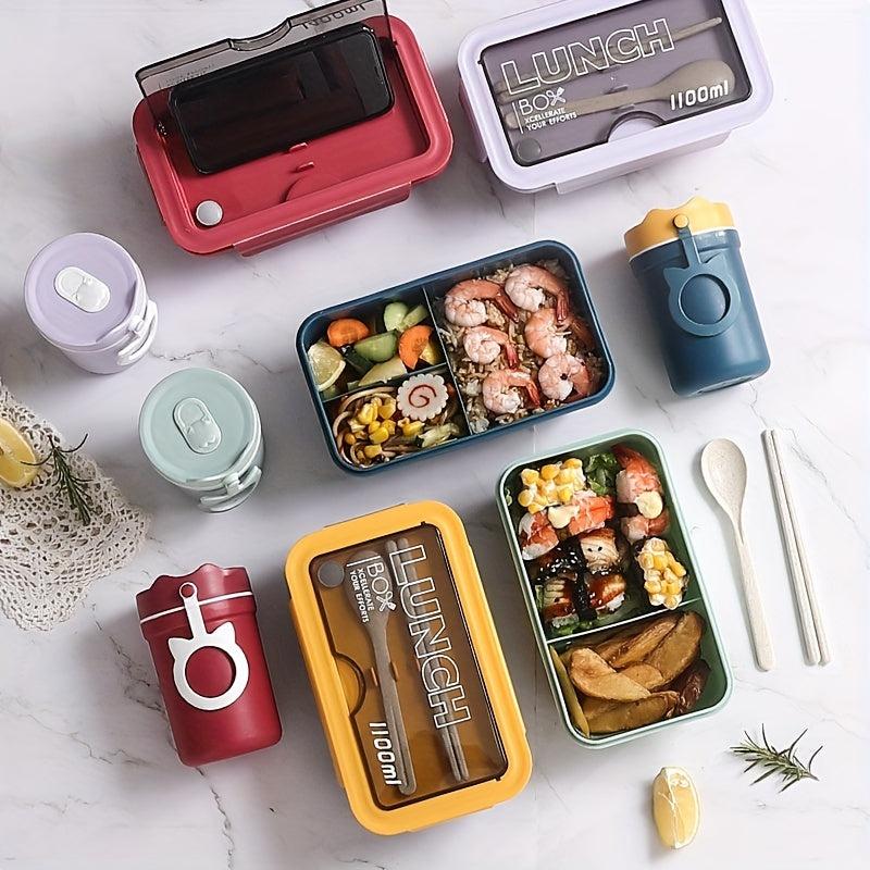 1100ml 3 Compartment Bento Box for Teens and Office Workers