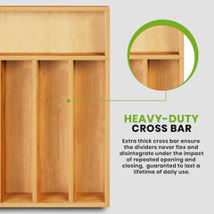 Bamboo Silverware Organizer Drawer Utensil Cutlery Organizer