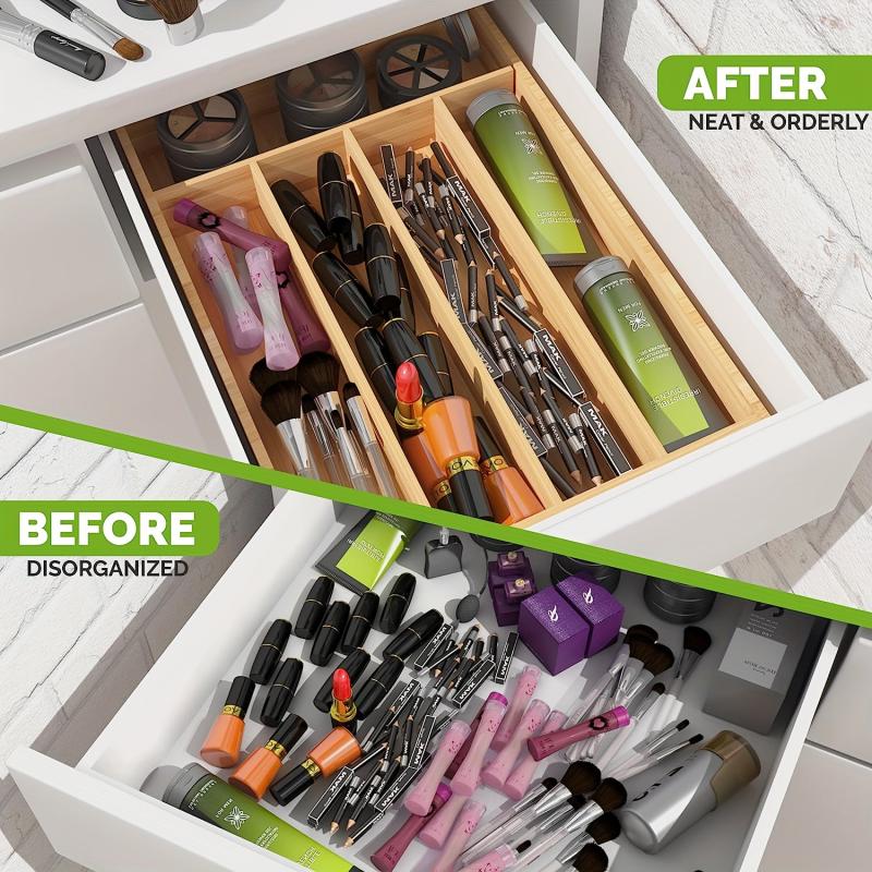Bamboo Silverware Organizer Drawer Utensil Cutlery Organizer