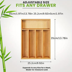 Bamboo Silverware Organizer Drawer Utensil Cutlery Organizer