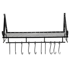 Wall Mounted Kitchen Utensils Hanging Shelf Rack Pot Pan Storage Holder