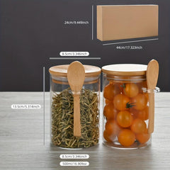 6pcs Glass Containers With Bamboo Lids 17oz 500ml