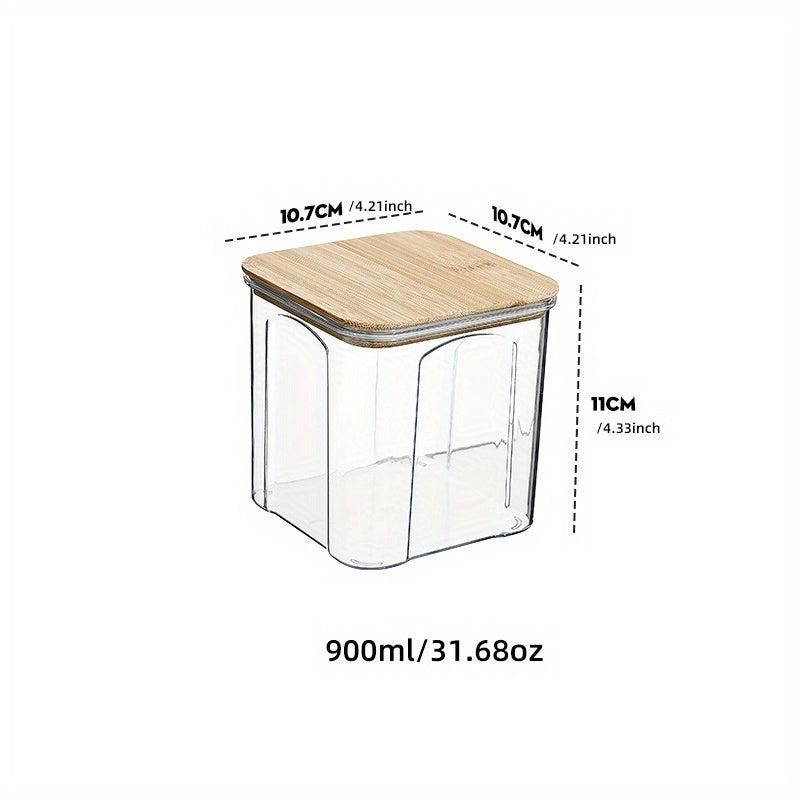 1Pc Food Storage Containers With Bamboo Lids Clear Airtight Food Jars