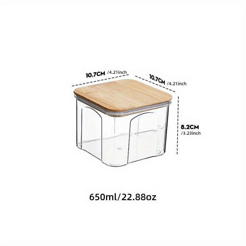 1Pc Food Storage Containers With Bamboo Lids Clear Airtight Food Jars