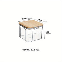 1Pc Food Storage Containers With Bamboo Lids Clear Airtight Food Jars