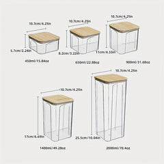 1Pc Food Storage Containers With Bamboo Lids Clear Airtight Food Jars