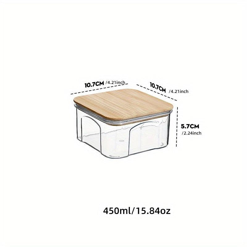 1Pc Food Storage Containers With Bamboo Lids Clear Airtight Food Jars