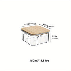1Pc Food Storage Containers With Bamboo Lids Clear Airtight Food Jars