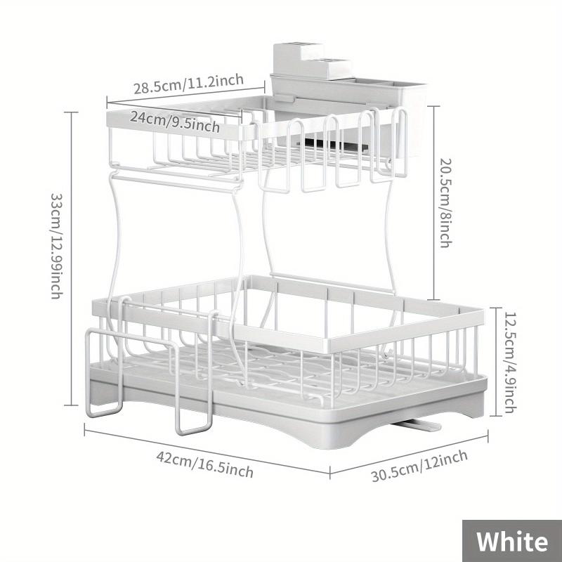 2 Tier Dish Drying Rack Extra Large with Drainboard & Utensil Holder