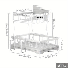 2 Tier Dish Drying Rack Extra Large with Drainboard & Utensil Holder