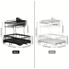 2 Tier Dish Drying Rack Extra Large with Drainboard & Utensil Holder