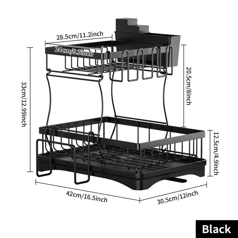2 Tier Dish Drying Rack Extra Large with Drainboard & Utensil Holder