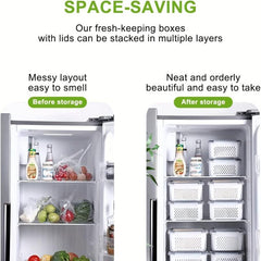 3pcs Refrigerator Storage Box with Drain Basket Produce Saver Container