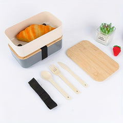 Japanese Bamboo Bento Box with Lid Leakproof Food Container