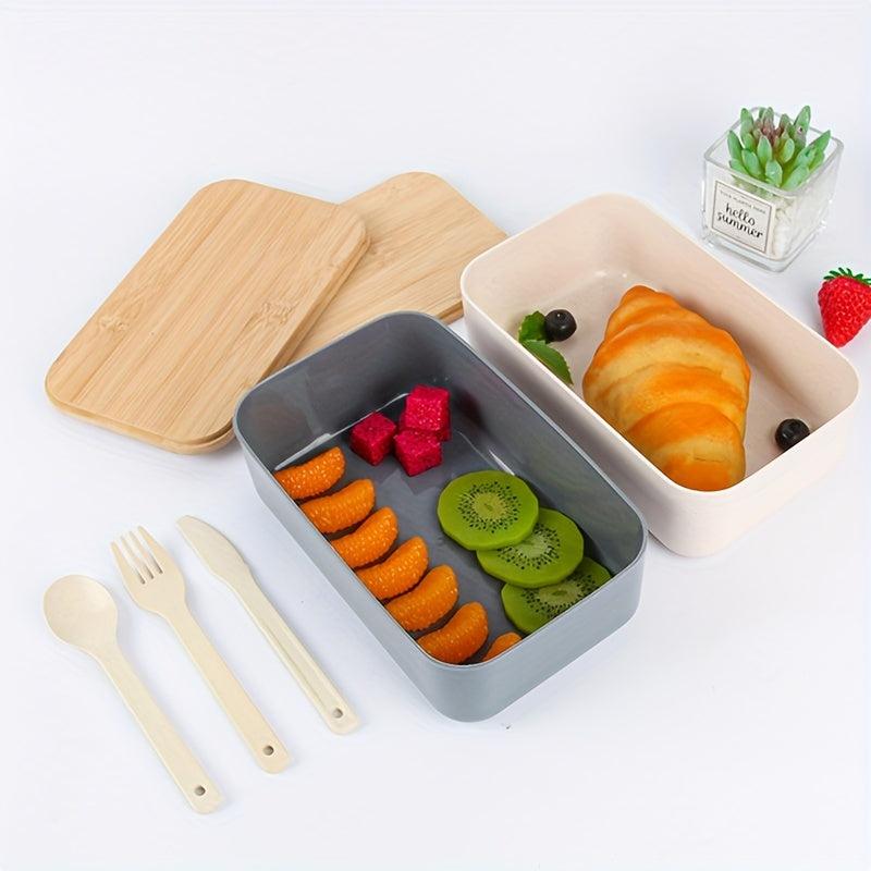 Japanese Bamboo Bento Box with Lid Leakproof Food Container