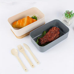 Japanese Bamboo Bento Box with Lid Leakproof Food Container