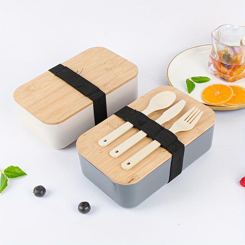 Japanese Bamboo Bento Box with Lid Leakproof Food Container