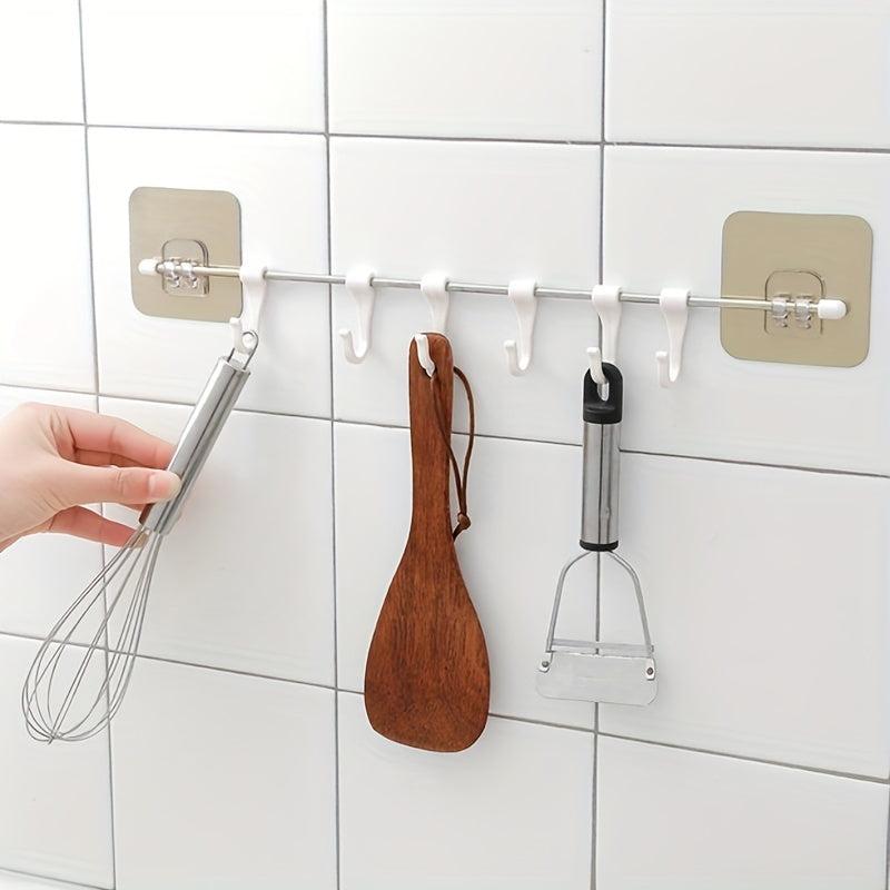 Stainless Steel Sliding Hooks Hanging Rail Rack with 6 S Hooks