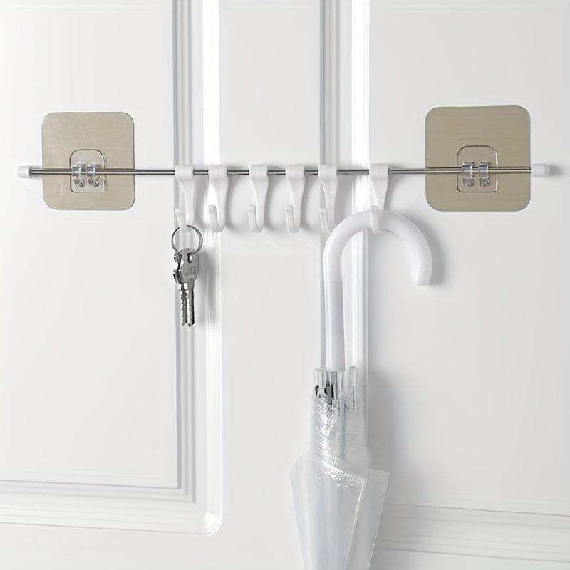Stainless Steel Sliding Hooks Hanging Rail Rack with 6 S Hooks