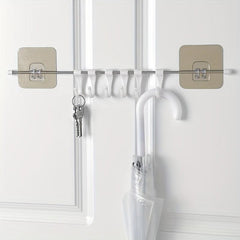 Stainless Steel Sliding Hooks Hanging Rail Rack with 6 S Hooks