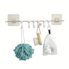 Stainless Steel Sliding Hooks Hanging Rail Rack with 6 S Hooks