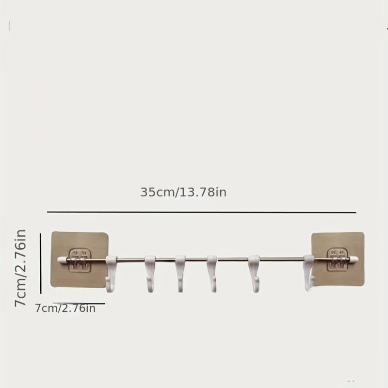 Stainless Steel Sliding Hooks Hanging Rail Rack with 6 S Hooks