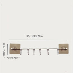Stainless Steel Sliding Hooks Hanging Rail Rack with 6 S Hooks