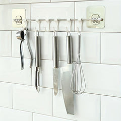 Stainless Steel Sliding Hooks Hanging Rail Rack with 6 S Hooks