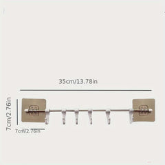 Stainless Steel Sliding Hooks Hanging Rail Rack with 6 S Hooks