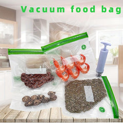 5pcs Vacuum Food Bags, Hand Pump, 2 Clips, Reusable & Durable
