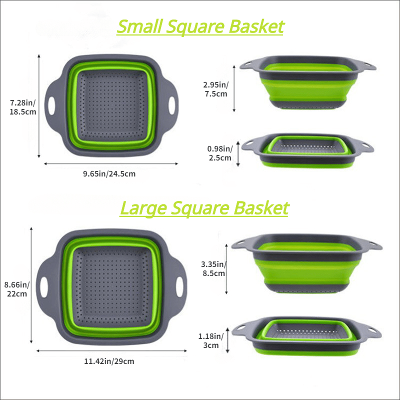2pcs Collapsible Drainage Basket Folding Wash Basin Lightweight Storage Basket