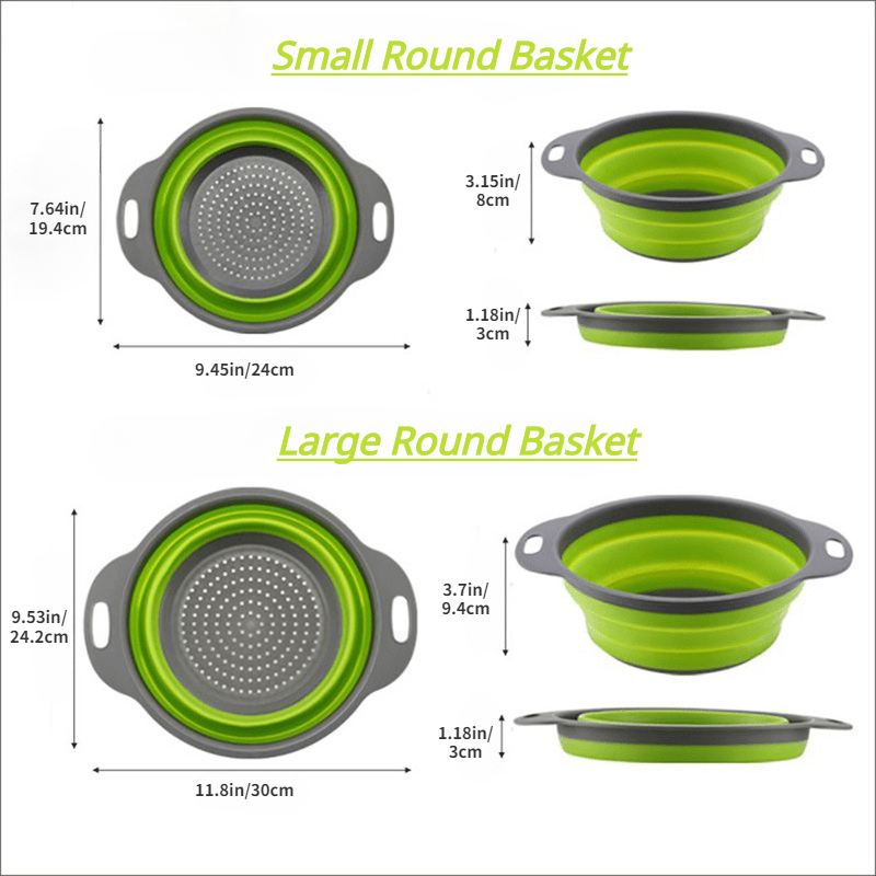 2pcs Collapsible Drainage Basket Folding Wash Basin Lightweight Storage Basket