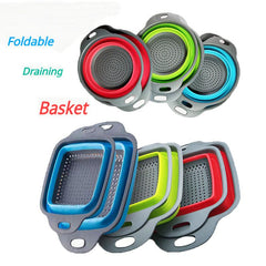 2pcs Collapsible Drainage Basket Folding Wash Basin Lightweight Storage Basket