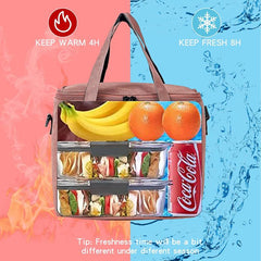 Large Insulated Lunch Bag with Shoulder Strap for Men Women Reusable