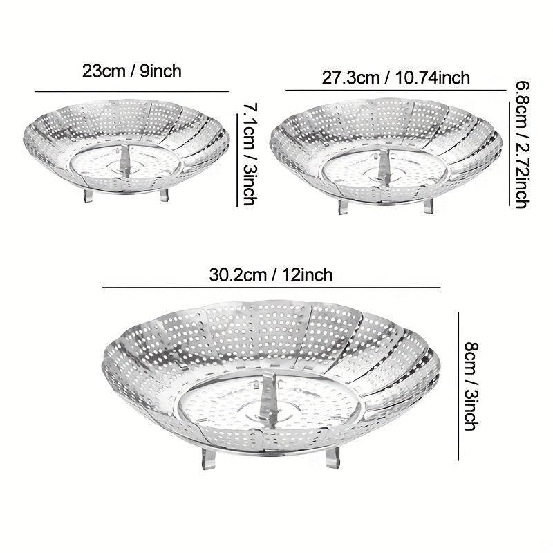 Stainless Steel Veg Steamer Basket Telescopic Folding Expandable