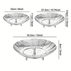 Stainless Steel Veg Steamer Basket Telescopic Folding Expandable