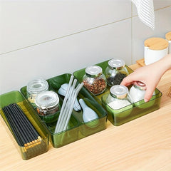 Plastic Storage Box Green Transparent Desk Organization Box